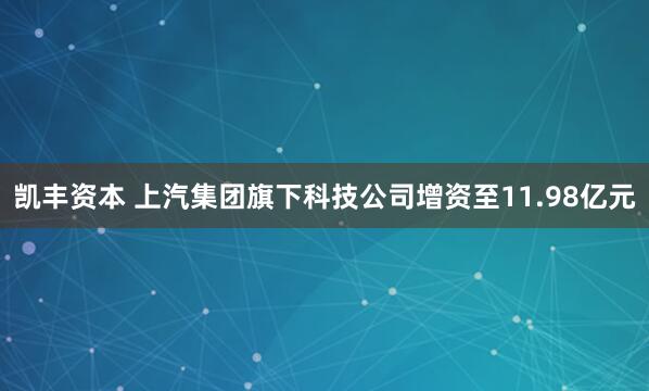 凯丰资本 上汽集团旗下科技公司增资至11.98亿元